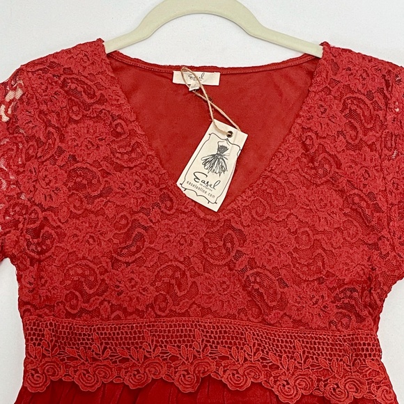 Easel "Sultry Dance" Boho Mini Dress Crochet Lace Fitted Bodice & Slinky Skirt - Picture 11 of 14